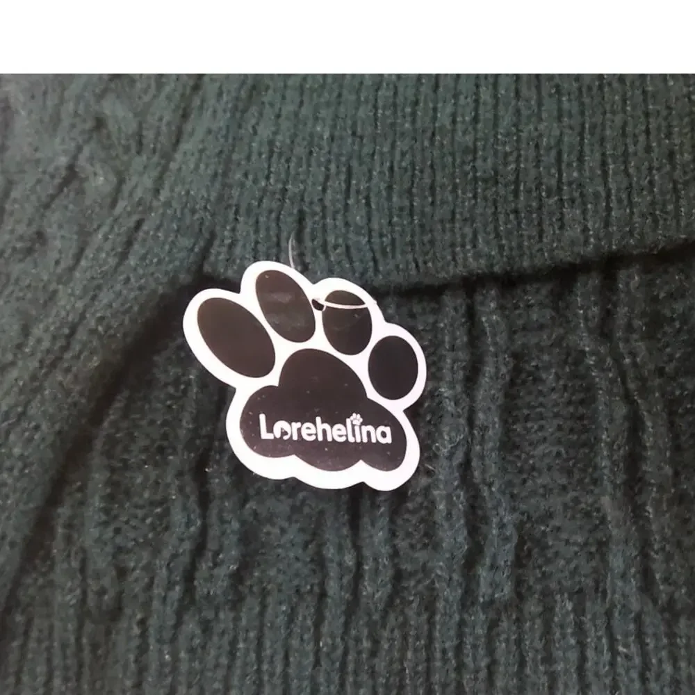 NWT Lorehelina Green Cable Knit Turtleneck Dog Sweater XL 21